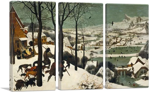 Vista 10 de ARTCANVAS Hunters in the Snow 1565 - Lienzo impreso por Pieter Bruegel the Elder - 12 x 8 pulgadas (0.75 pulgadas de profundidad)