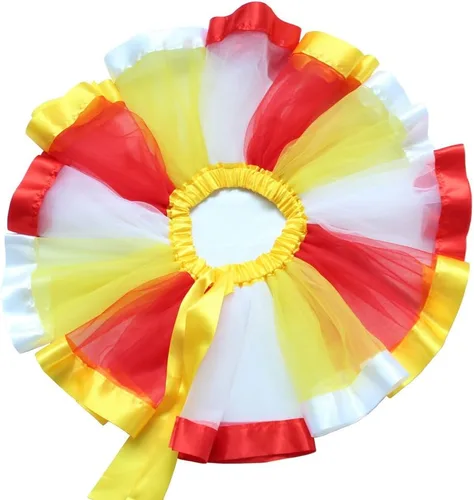 Vista 2 de BGFKS Falda tutú de tul de ballet en capas para niñas pequeñas con lazos coloridos para el cabello