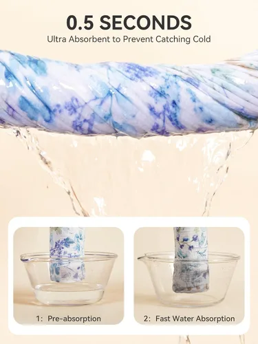 Vista 3 de TILLYOU Paquete de 2 toallas de muselina con capucha para recién nacido, 32 x 32 pulgadas, toallas de baño suaves para bebé altamente absorbentes