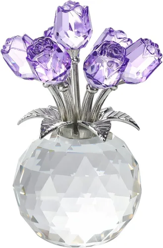 Vista 15 de Movdyka Figura de cristal de rosa negra con jarrón, ramo de flores, regalos para esposa, novia, mujer, rosas negras falsas, decoración gótica