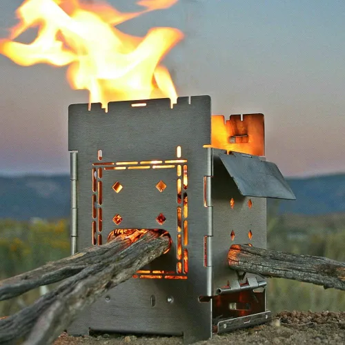 Vista 2 de Firebox Bushcraft - Kit de estufa de campamento - Quema de leña/combustible múltiple - Plegable/plegable - Fogata portátil - Modelo Gen 2 5 pulgadas