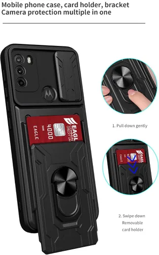 Vista 13 de CCSmall - Funda para Motorola Moto G60 con tarjetero para cámara LJK color negro