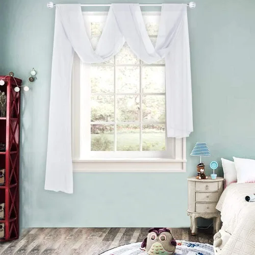 Vista 16 de HUTO Cenefa de gasa suave para ventana, color beige, para habitación de niñas, toldo de cama, 1 panel de 52 x 144 pulgadas de largo