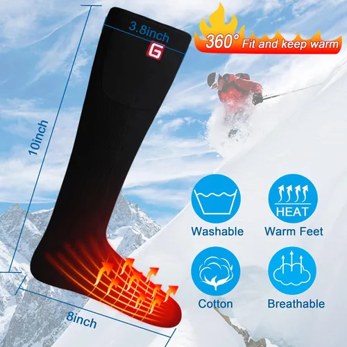 Vista 7 de Autocastle Calcetines calefactados para hombres y mujeres, calcetines calefactados recargables para pies fríos, calcetines de calentamiento