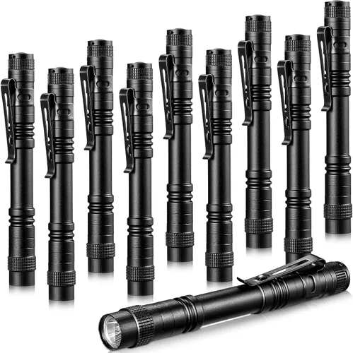 Vista 8 de Honoson 10 Piezas Mini Linterna de Bolígrafo Pequeña Luz LED para Bolígrafo Linterna de Bolsillo de Aluminio con Clip para Inspección Camping