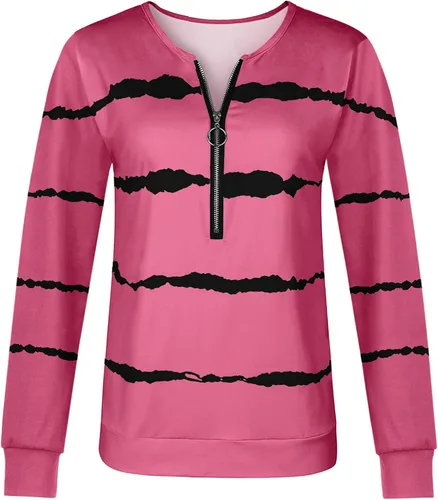 Vista 5 de SNKSDGM Camisetas de gran tamaño para mujer sudaderas de manga larga con cremallera de un cuarto de cuello redondo 2022 sudaderas sueltas