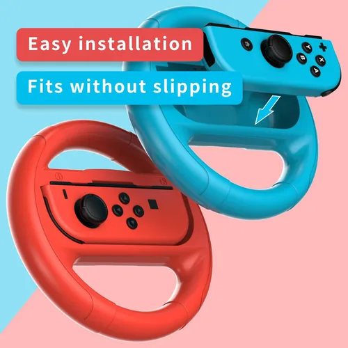 Vista 6 de TIZOPO 4 PCS Steering Wheel Compatible for Nintendo Switch Wheel, Family Sports Party Pack Accessories Compatible with Switch JoyCon Controllers