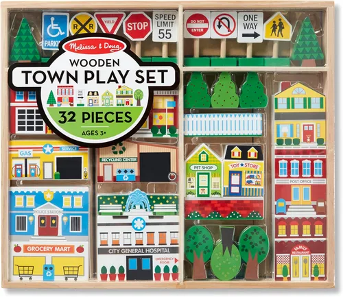Vista 6 de Melissa & Doug - Juego de piezas de madera para jugar a armar una ciudad
