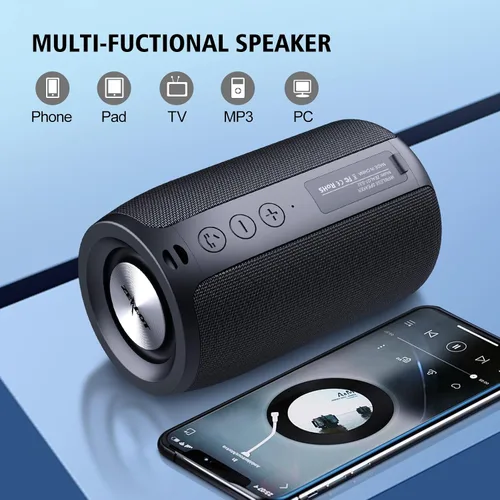 Vista 4 de ZEALOT Altavoces Bluetooth portátiles, altavoz inalámbrico, S32 Samll altavoz al aire libre, impermeable IPX5, emparejamiento Camuflaje