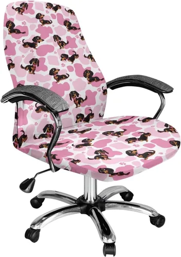Vista 22 de Xoenoiee Bee Floral Print Office Chair Covers, Stretch Computer Boss Chair Cover with Button High Back Chair Slipcover Anti-Dust Rotating Chair