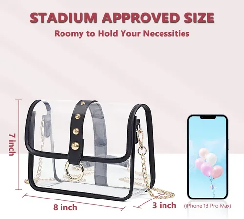 Vista 2 de Bolsa transparente aprobada para estadios, bolso transparente para mujer, bolsa cruzada para eventos deportivos, conciertos