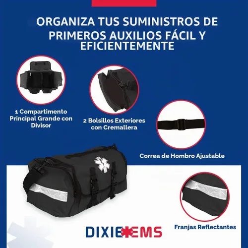 Vista 4 de Dixigear Bolsa de primeros auxilios para primeros respondientes con reflectores - Negro