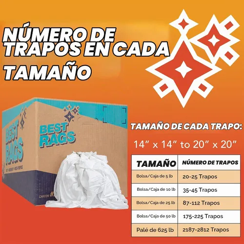 Vista 5 de Arkwright - Trapos para camisetas a granel, bolsa de 5 libras, toallas de limpieza de algodón, paños de limpieza de punto de baja pelusa