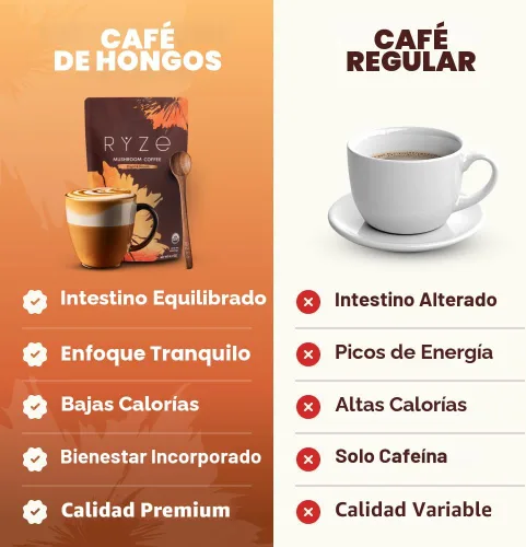 Vista 8 de RYZE SUPERFOODS - Café de tostado medio de hongos orgánico USDA con 6 hongos adaptogénicos, café instantáneo cultivado en Estados Unidos para una