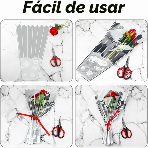 Vista 4 de FOIMAS 100 bolsas de plástico para ramo de flores, fundas de celofán, bolsas de embalaje para ramo de flores, para manualidades, cumpleaños, boda
