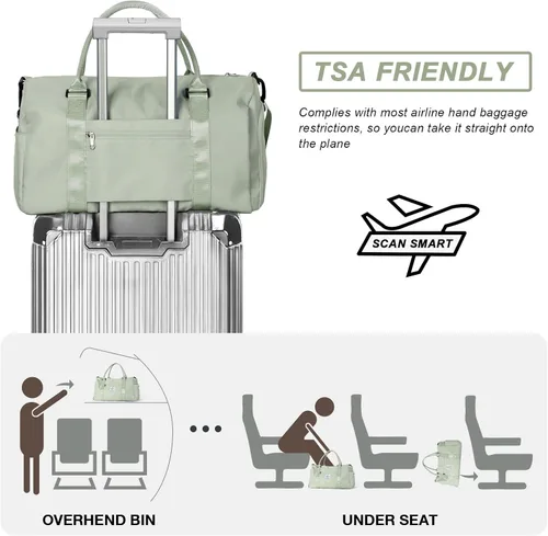 Vista 6 de Weekender Gym - Bolsas de lona para mujer con neceser, A-verde