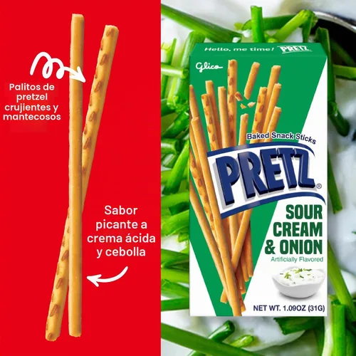 Vista 3 de Glico Crema agria y cebolla Pretz