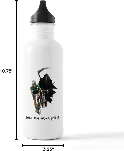 Vista 6 de CafePress – Grim Reaper Chasing ciclista Acero Inoxidable Botella de agua – Botella de agua de acero inoxidable, 1.0L botella