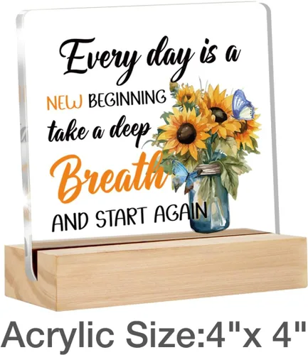 Vista 2 de Regalos inspiradores para mujeres y hombres, girasol, decoración del hogar, citas positivas, escritorio de oficina, letreros decorativos, placas