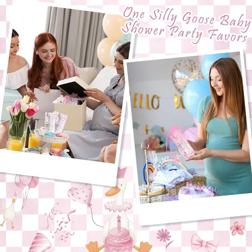 Vista 6 de 145 bolígrafos y llaveros de ganso rosa para baby shower, regalos para niñas, bolígrafos retráctiles para baby shower, revelación de género