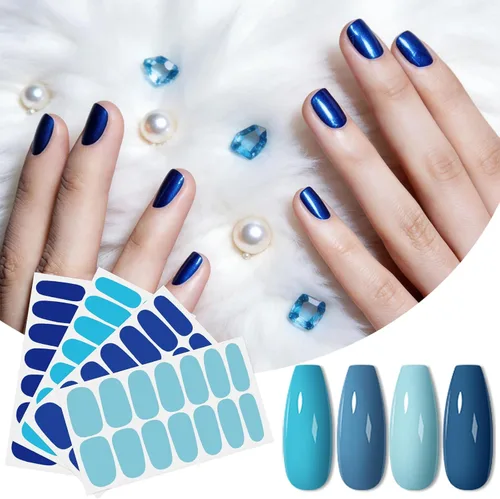 Vista 4 de Paquete de 16 hojas de esmalte de uñas para el Día de la Independencia, tiras de esmalte de uñas de gel autoadhesivas, con bandera estadounidense