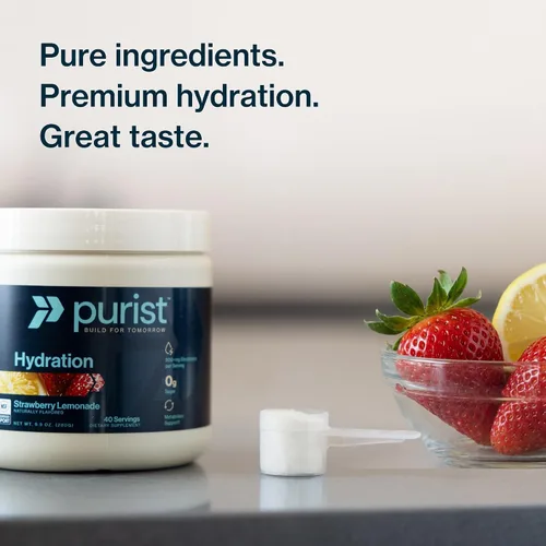 Vista 7 de Purist Polvo de electrolitos Hidratación de agua con 800 mg de electrolitos sin azúcar mezcla de bebida de stevia Cero ingredientes artificiales