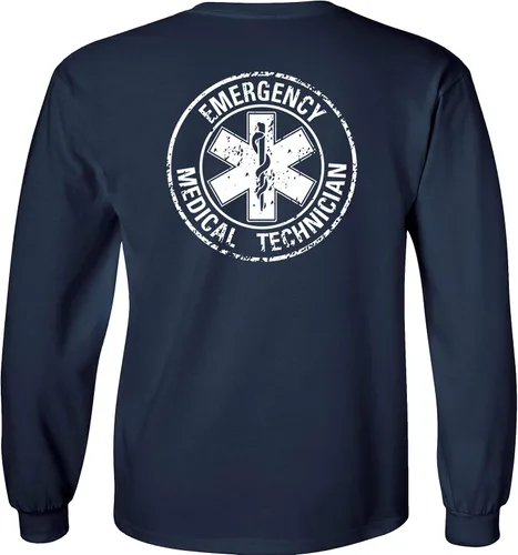 Vista 2 de EMT camisa de manga larga emergencia médico técnico círculo envejecido