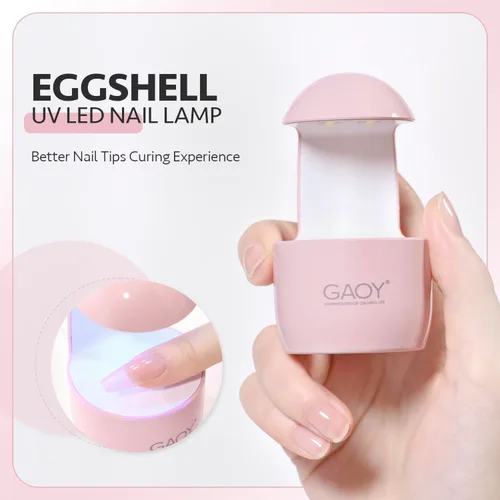 Vista 2 de GAOY Mini luz UV para uñas de gel, pequeña luz de curado, lámpara LED de cáscara de huevo, secado rápido, rosa