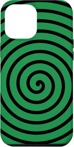 Vista 6 de Carcasa minimalista para iPhone 14 con diseño minimalista en espiral negro sobre verde