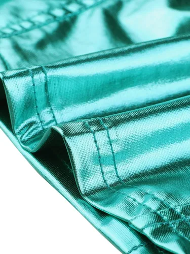 Vista 4 de Allegra K Camiseta corta metálica para mujer, brillante, sin mangas, recortada, para fiesta, club, holográfica