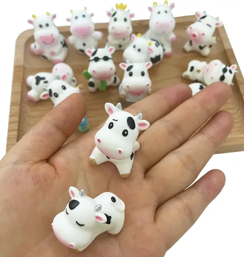 Vista 3 de JKanruh 16 piezas de lindas vacas, mini animales miniatura de resina, adornos de paisaje de musgo de jardín de hadas para decoración al aire libre
