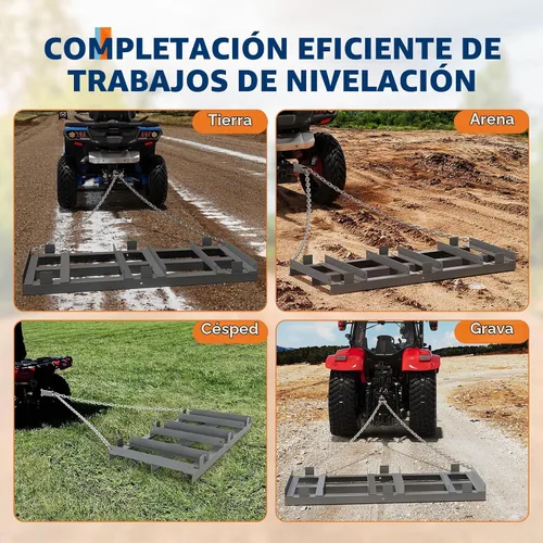 Vista 7 de Garvee Entrada de rastrilla de arrastre de 4 pies para ATV, tractor y UTV, remolque resistente detrás de la calzada con eslabones de cadena de 6