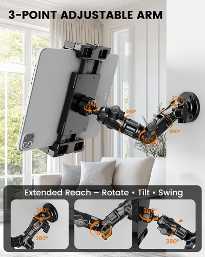 Vista 5 de OHLPRO Soporte de tableta con base de taladro resistente para tablero de camión, soporte permanente atornillado para iPad de automóvil