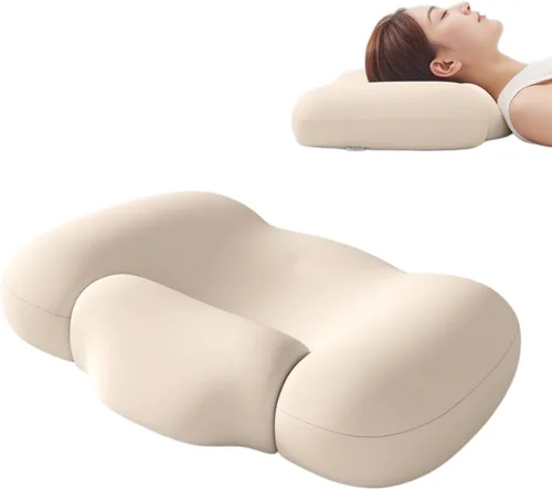 Vista 11 de Almohada cervical para el cuello para aliviar el dolor de cuello, almohada ergonómica de espuma viscoelástica para dormir, almohada de apoyo Azul