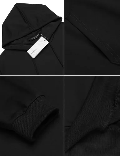 Vista 5 de COOFANDY Sudaderas con capucha para hombre, casual, ligera, de manga larga, atléticas, con bolsillo