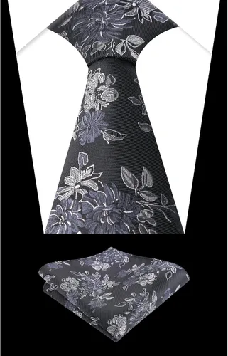 Vista 15 de Alizeal Mens 3.15inches Leaf Flower Pattern Tie with Floral Pocket Square Set