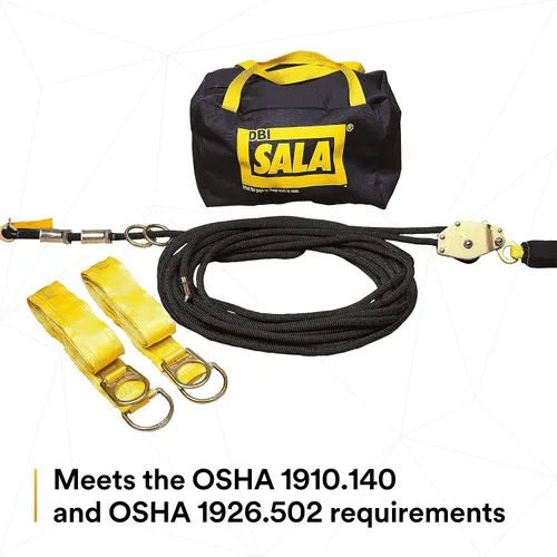 Vista 6 de 3M DBI-SALA Sayfline 7600505 Sistema de línea de vida horizontal, cuerda Kernmantle de 50 pies con tensor, absorbente de energía, dos adaptadores