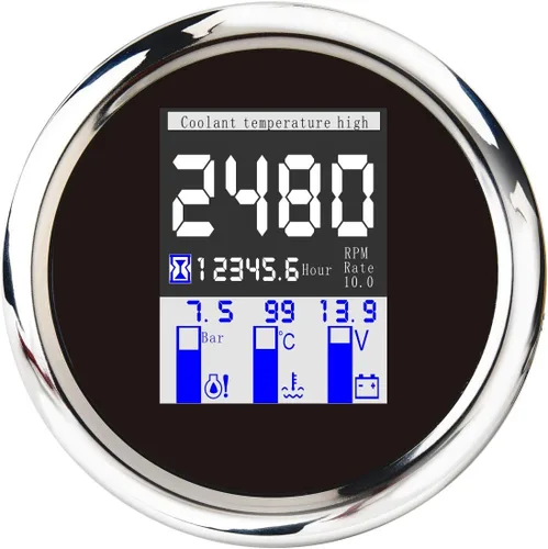 Vista 14 de ELING Voltímetro multifuncional 4 en 1 de 3.346 in, presión de aceite, nivel de combustible, medidor de temperatura del agua 9-32 V para automóvil