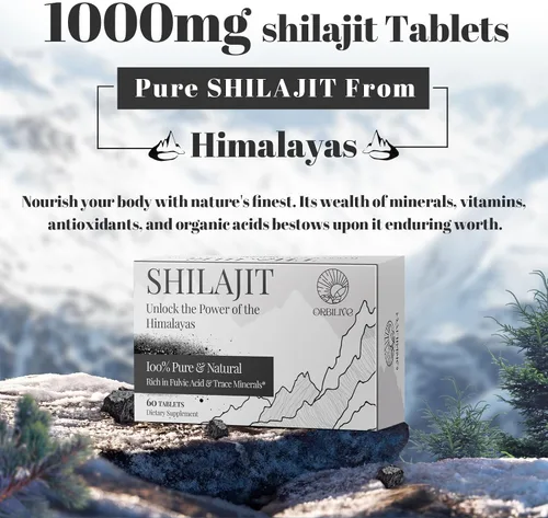 Vista 4 de Shilajit Tablets 1000 MG, 100% orgánico del Himalaya, suplemento Shilajit rico en ácido fúlvico y más de 85 minerales traza para hombres y mujeres