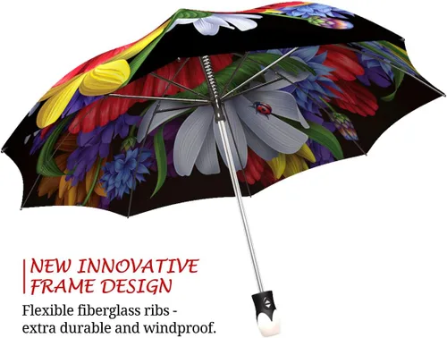 Vista 4 de Paraguas de amapolas rojas para mujer Brand Fancy Brolly Auto Open Close Paraguas elegante floral de moda Paraguas compacto automático hermoso