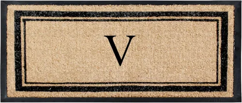 Vista 40 de A1 Home Collections Felpudo con monograma de fibra de coco natural y goma, resistente y antidesprendimiento, tapete de entrada grueso y duradero, C