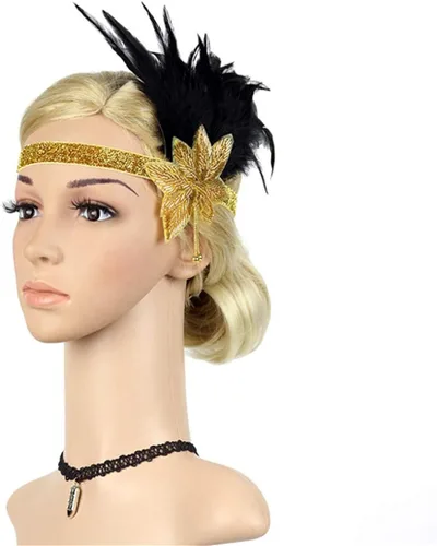 Vista 3 de Art Deco 1920 Flapper Feather Headpiece Roaring 20s Great Gatsby Headband para mujer