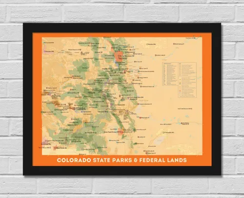Vista 5 de Colorado State Parks & Federal Lands 18x24 Poster (Camel & Slate Blue)