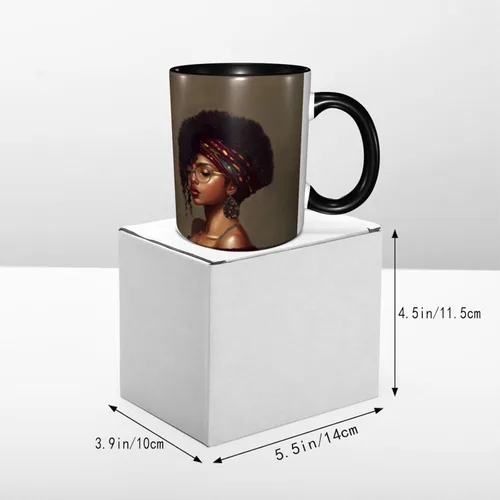 Vista 6 de Taza de café, taza de té para mujeres y niñas, taza de diseño único, perfecta para regalos, mujeres afroamericanas afro
