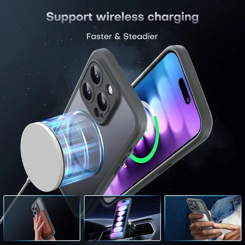 Vista 858 de TOCOL Funda para iPhone 11, compatible con Magsafe, protección completa de cámara, imanes integrados, protección contra caídas, funda translúcida
