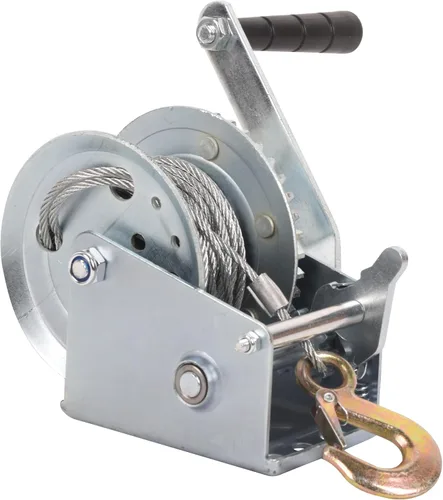 Vista 8 de Cabrestante de mano resistente para remolque de barco de capacidad de 800 libras con cable de acero de 33 pies, relación 3.2:1, correa de manivela