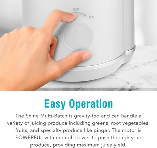 Vista 4 de Shine Multi-Batch Compact Cold Press Juicer SMB-1, manos libres, tolva de alimentación continua, portátil Blanco