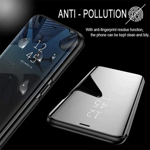 Vista 5 de CCSamll - Funda de espejo para Honor 70 compatible con carga inalámbrica, cubierta transparente inteligente ultra fina con función atril
