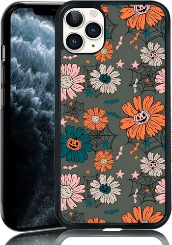 Vista 42 de Funda para iPhone 11 Pro Max, funda protectora de poliuretano termoplástico (TPU) a prueba de golpes, diseño de cabeza de calabaza, diseño de araña