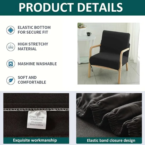 Vista 4 de Funda elástica para silla moderna de mediados de siglo, funda para silla de acento sólido, sillón individual de tela para sala de estar, dormitorio
